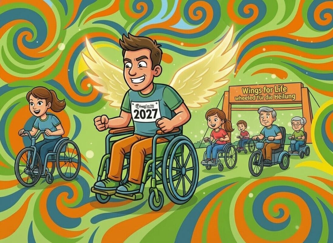 Startaufstellung beim Wings for Life World Run - Rollis und Laeufer:innen Seite an Seite.