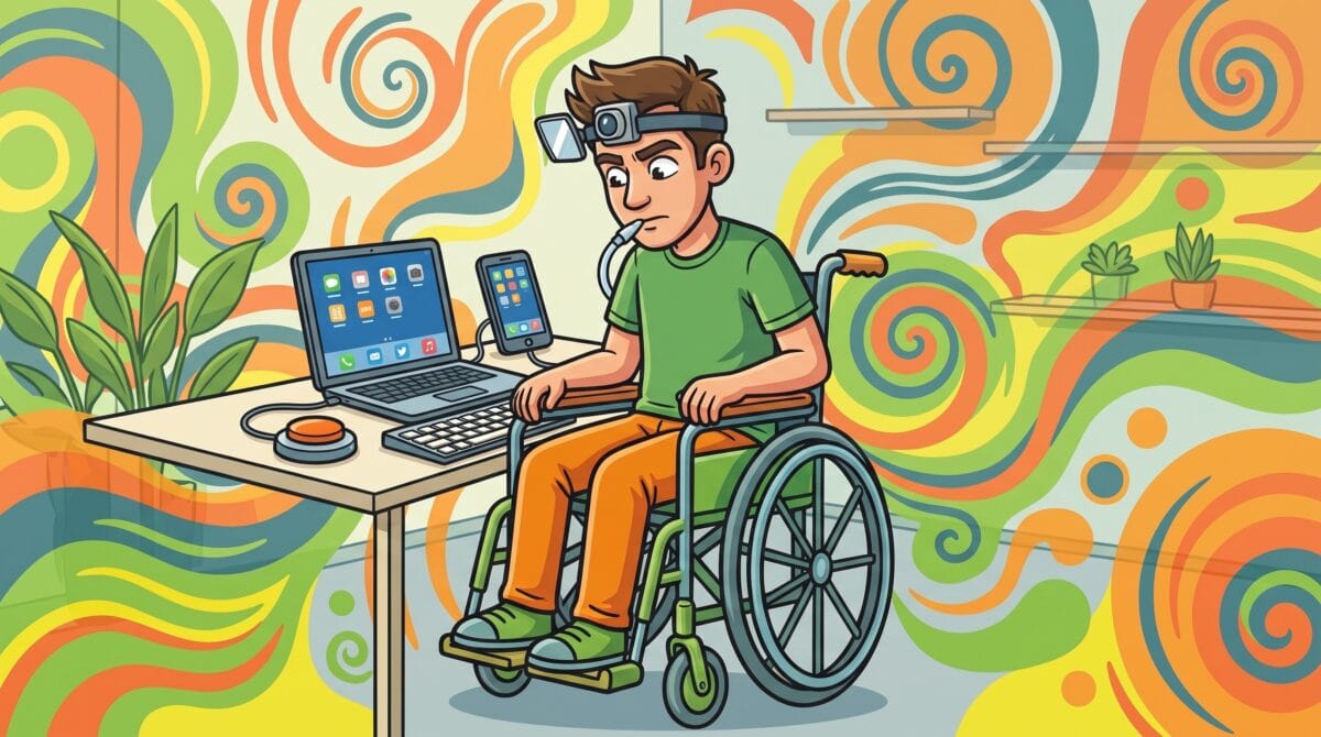 Illustration zum Abschnitt „Computer und Smartphone bedienen – auch ohne feine Fingerfunktion“
